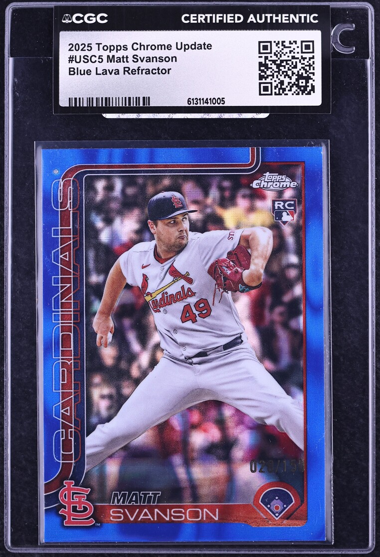 2025 Topps Chrome Update Blue Lava Refractor Matt Svanson ROOKIE /150 #USC5 CGC AUTH