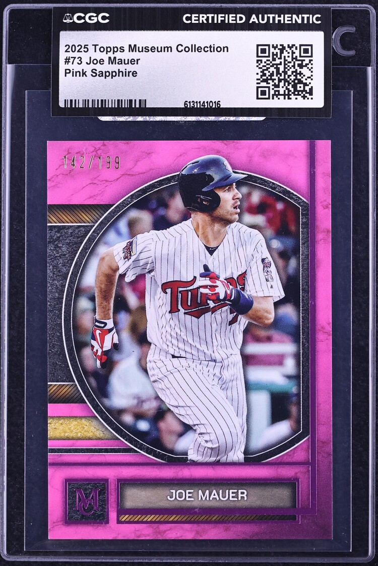 2025 Topps Museum Collection Pink Sapphire Joe Mauer /199 #73 CGC AUTH