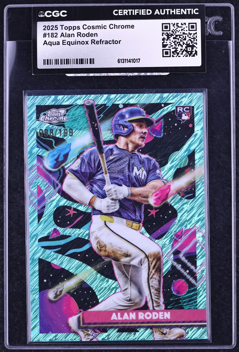 2025 Topps Chrome Cosmic Aqua Equinox Refractor Alan Roden ROOKIE /199 #182 CGC AUTH