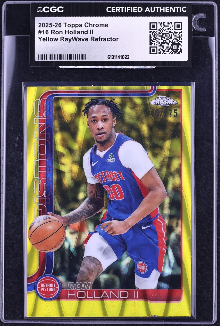 2025 Topps Chrome Yellow RayWave Refractor Ron Holland II /275 #16 CGC AUTH