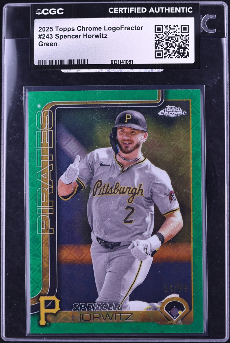 2025 Topps Chrome Logofractor Green Spencer Horwitz /99 #243 CGC AUTH