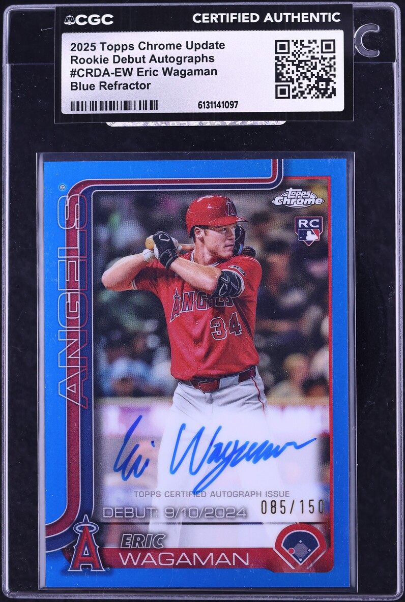 2025 Topps Chrome Update Debut Blue Refractor Eric Wagaman ROOKIE AUTO /150 #CRDA-EW CGC AUTH