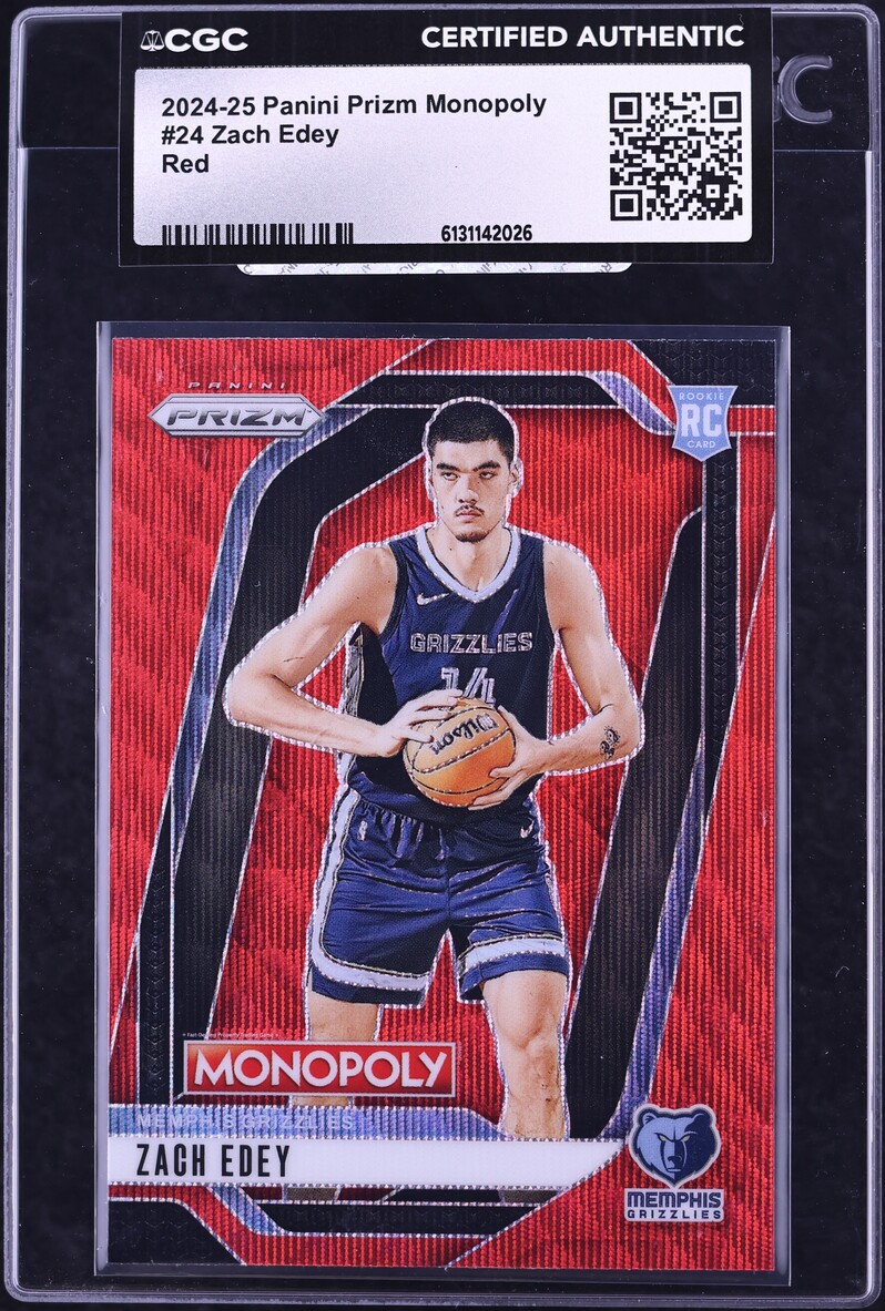 2024 Panini Prizm Monopoly Red Zach Edey ROOKIE #24 CGC AUTH