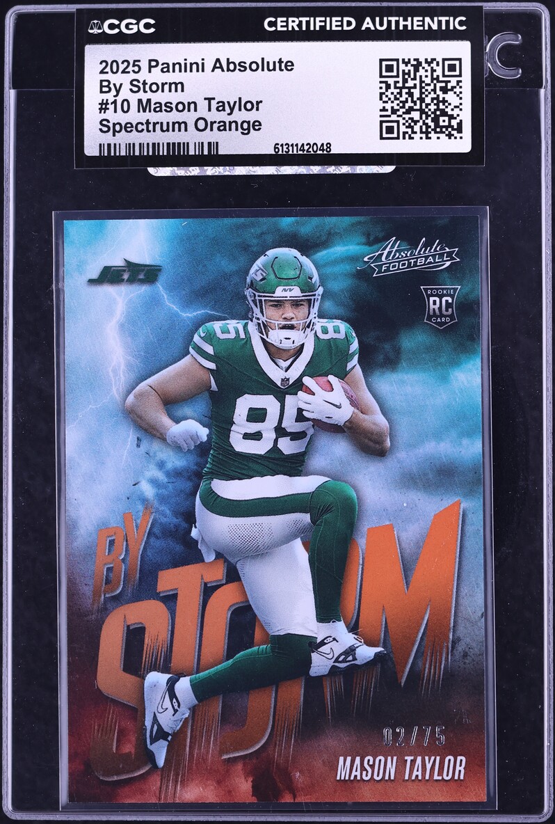 2025 Absolute By Storm Spectrum Orange Mason Taylor ROOKIE /75 #10 CGC AUTH