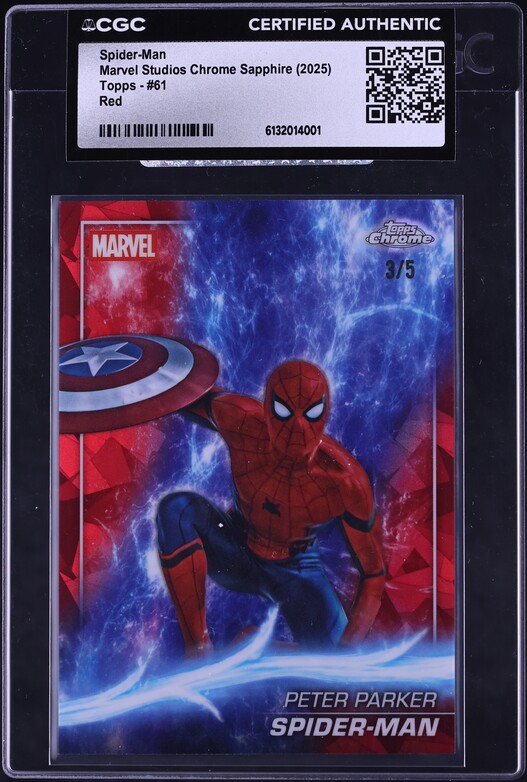 2025 Topps Chrome Marvel Studios Sapphire Red Spider-Man /5 #61