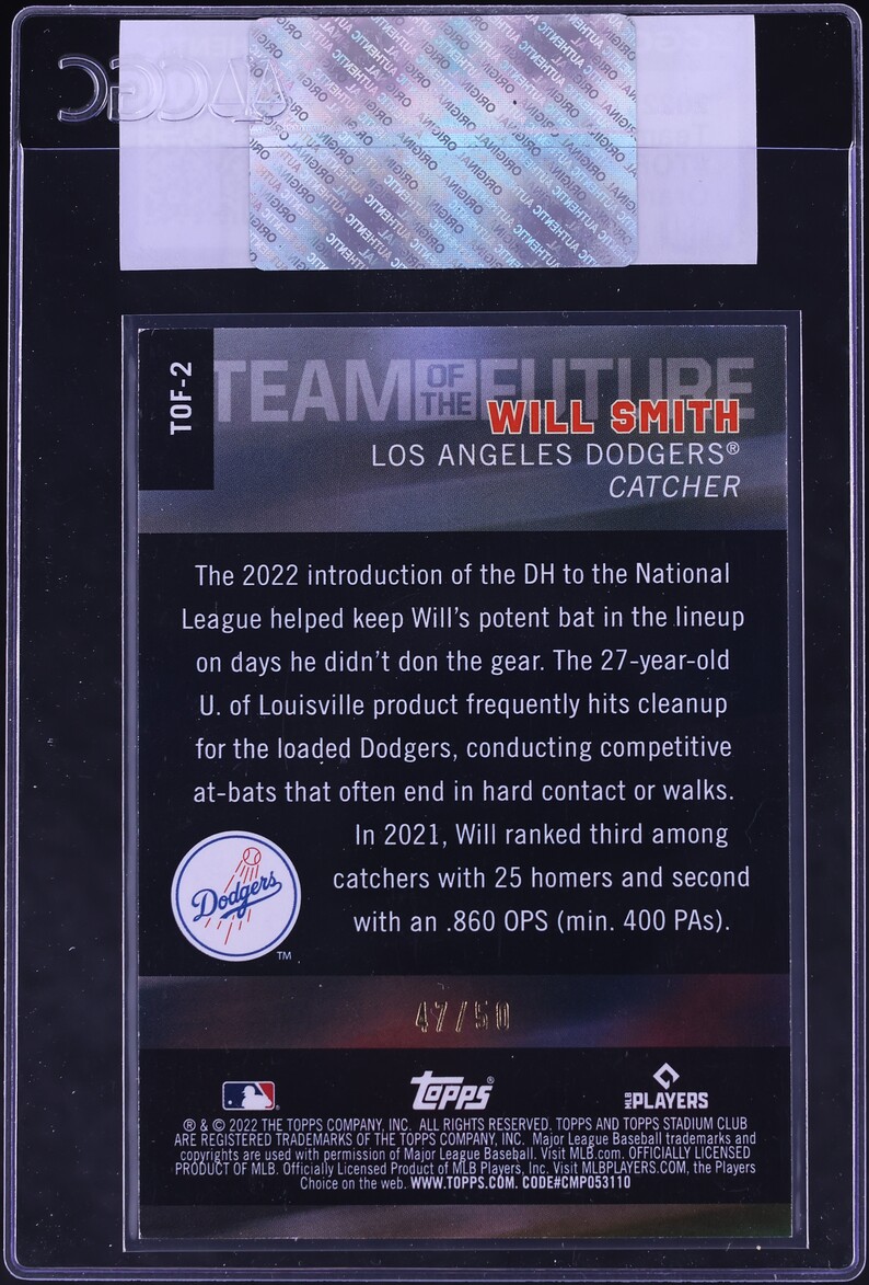 2022 Stadium Club Team of the Future Orange Foil Will Smith /50 #TOF-2 CGC AUTH