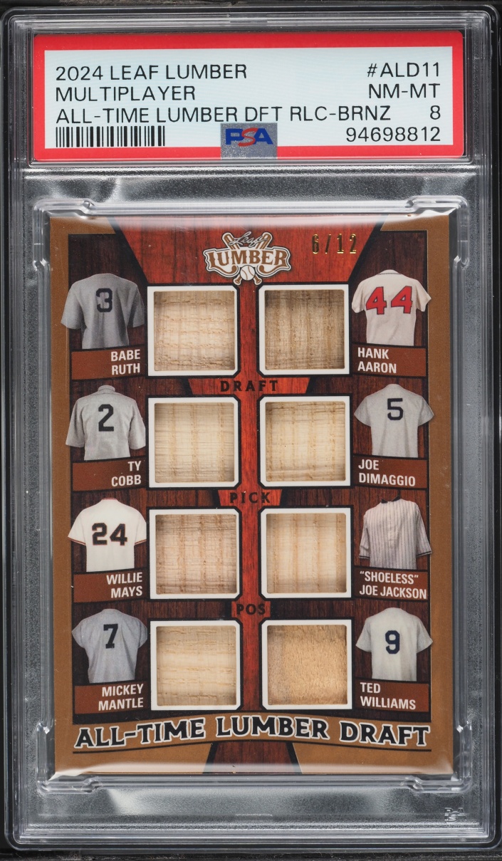 2024 Leaf Lumber All-Time Draft Bronze Multiplayer Ruth Jackson Aaron Mays PATCH /12 PSA 8