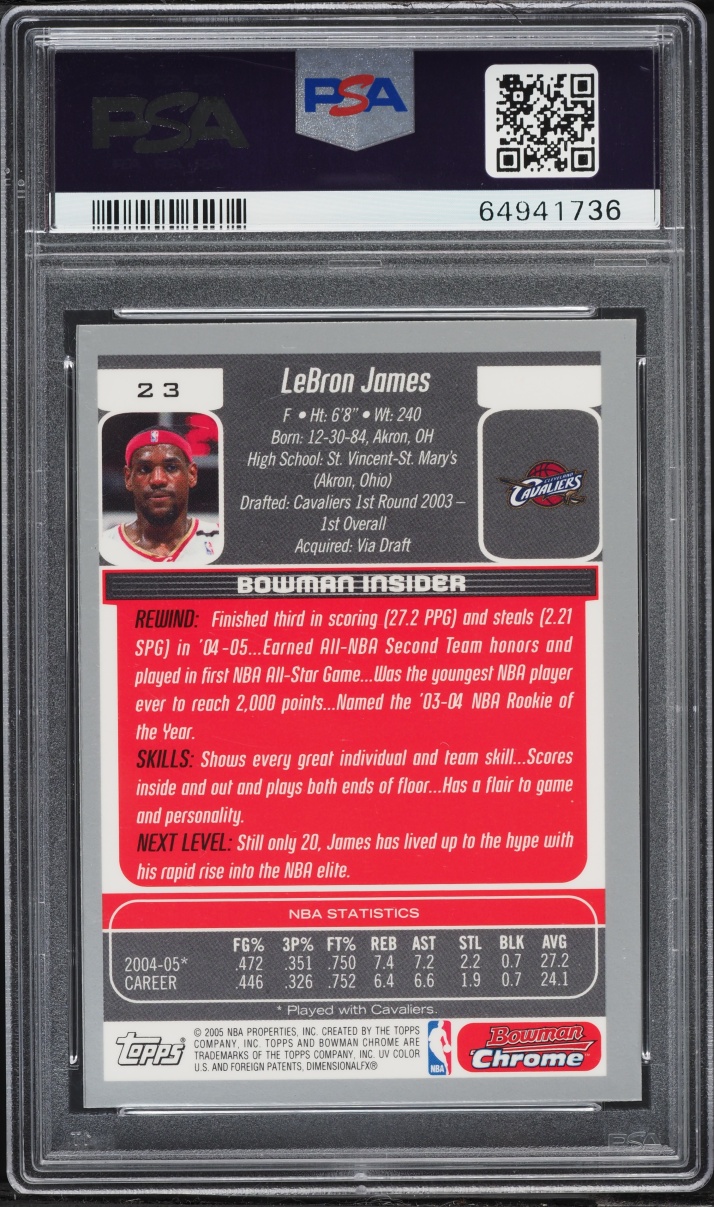 2005 Bowman Chrome DP & Prospects LeBron James #23 PSA 8 NM-MT
