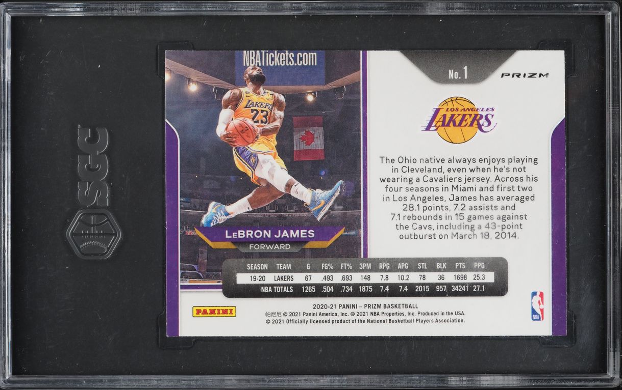 2020 Panini Prizm Blue Wave Lebron James #1 SGC 9.5 MINT+