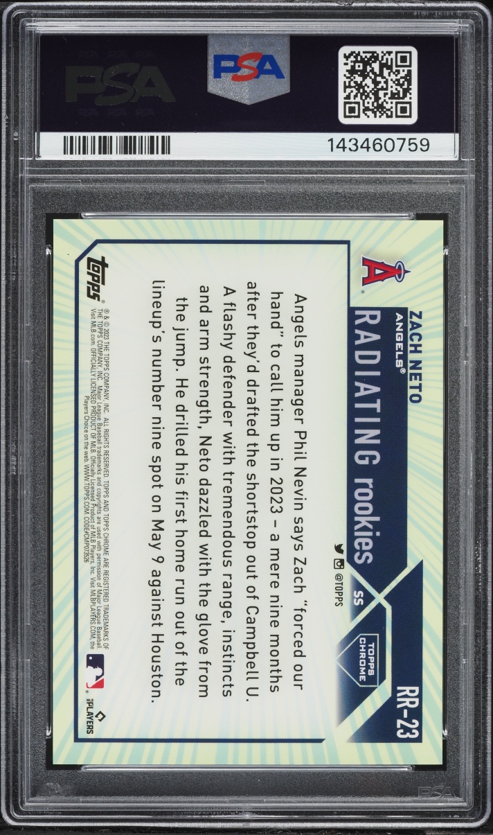 2023 Topps Chrome Radiating Zach Neto ROOKIE #RR-23 PSA 10 GEM MINT
