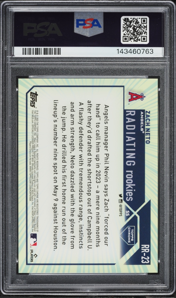 2023 Topps Chrome Radiating Zach Neto ROOKIE #RR-23 PSA 10 GEM MINT