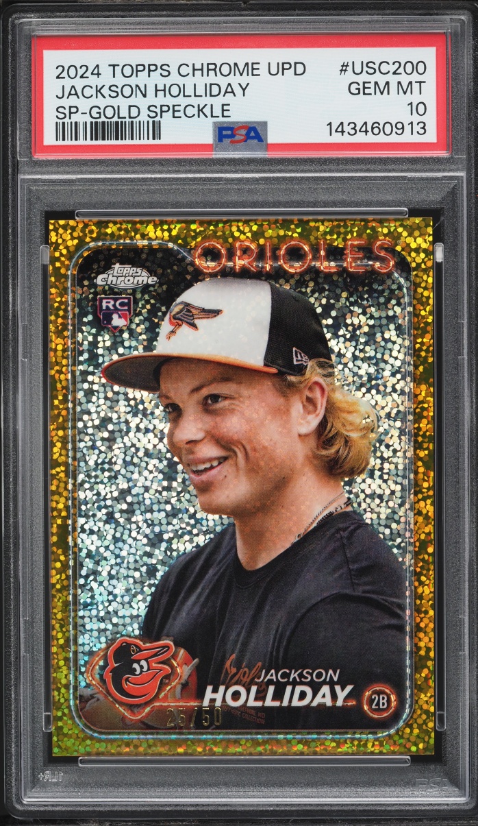 2024 Topps Chrome Update Gold Speckle Jackson Holliday SP ROOKIE /50 PSA 10 GEM MINT