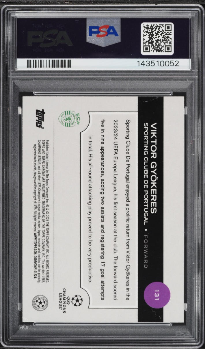 2024 Topps Chrome Sapphire Edition UEFA Club Competitions Viktor Gyokeres #131 PSA 9 MINT