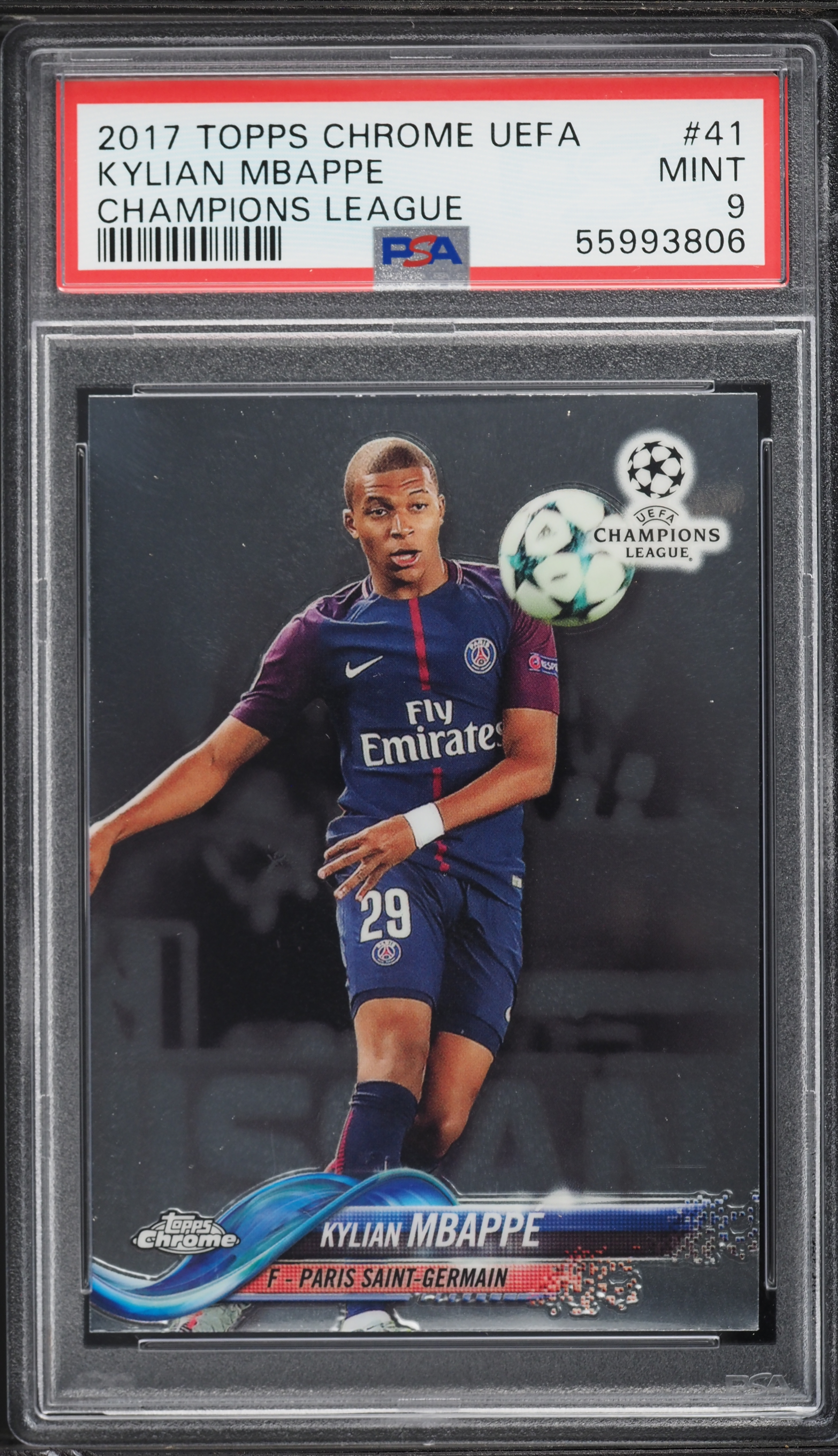 2017 Topps Chrome UEFA Champions League Kylian Mbappe ROOKIE #41