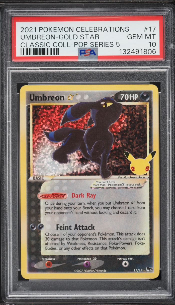 2021 Pokemon Sword & Shield Celebrations POP Series 5 Holo Umbreon Gold Star #17 PSA 10 GEM