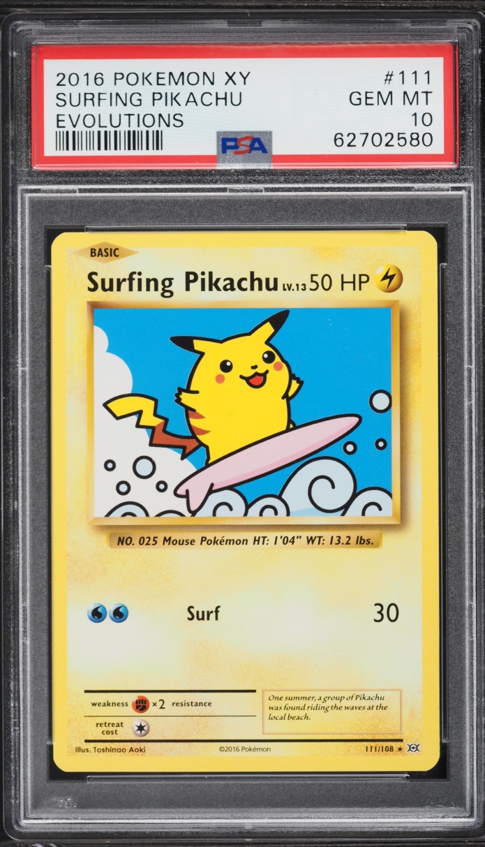 2016 Pokemon XY Evolutions Surfing Pikachu #111 PSA 10 GEM MINT