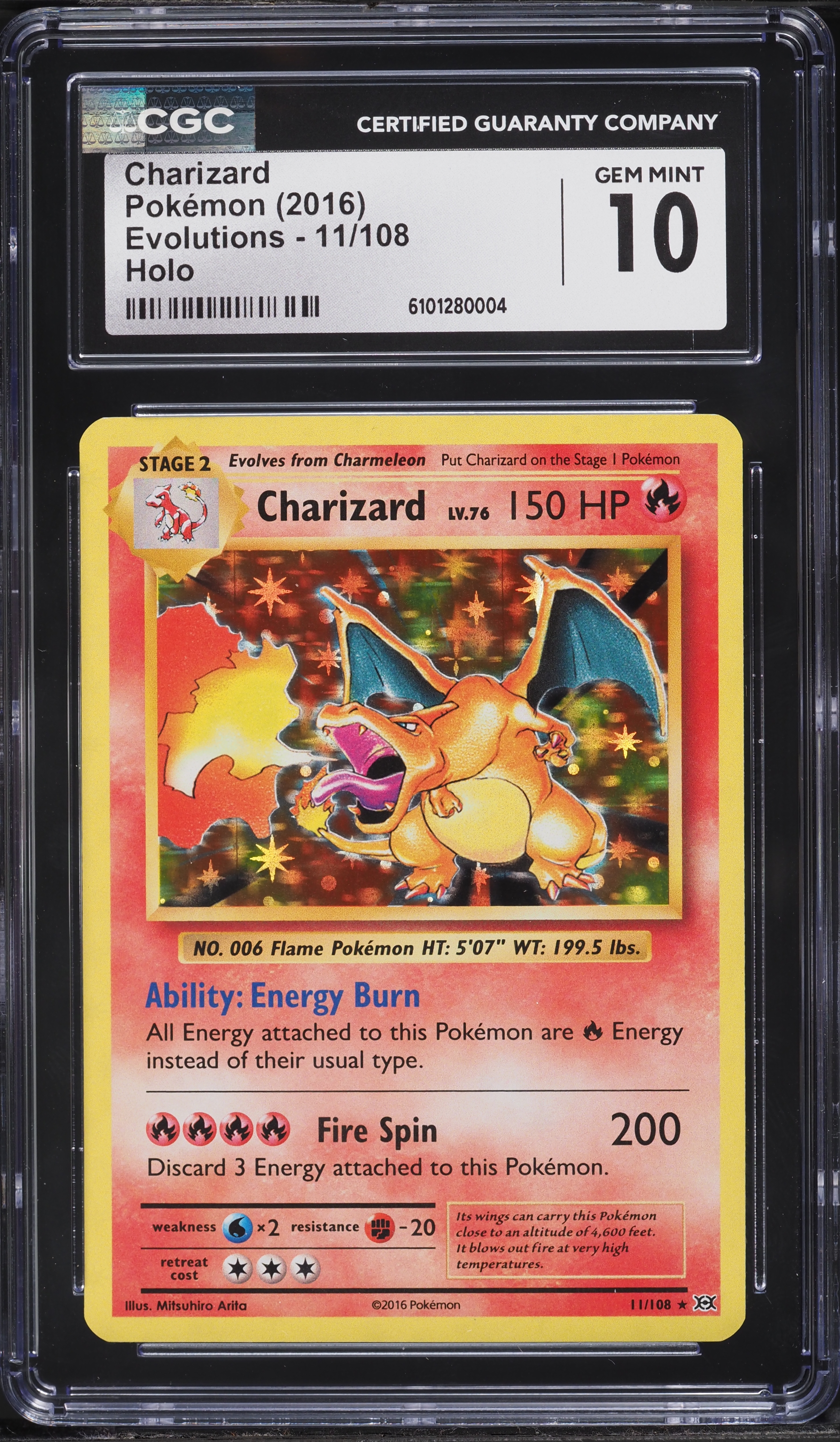Pokemon X & Y Evolutions Rare Holo Charizard #11 [CGC - Mint 9 (3719294005)]