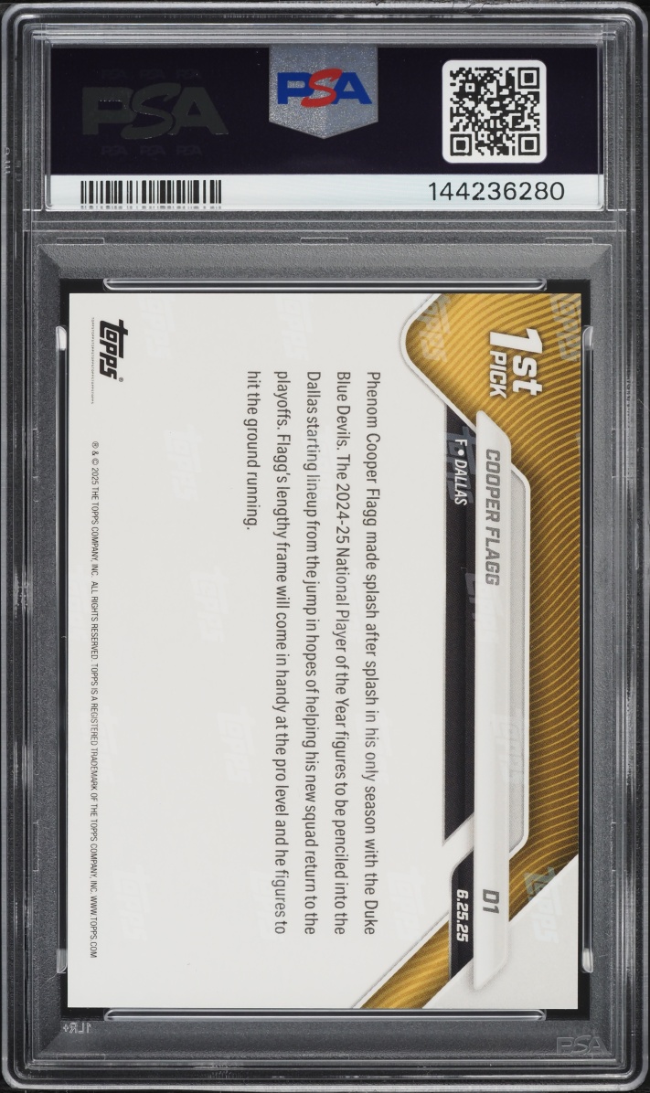 2025 Topps Now Draft Cooper Flagg ROOKIE #D1 PSA 9 MINT