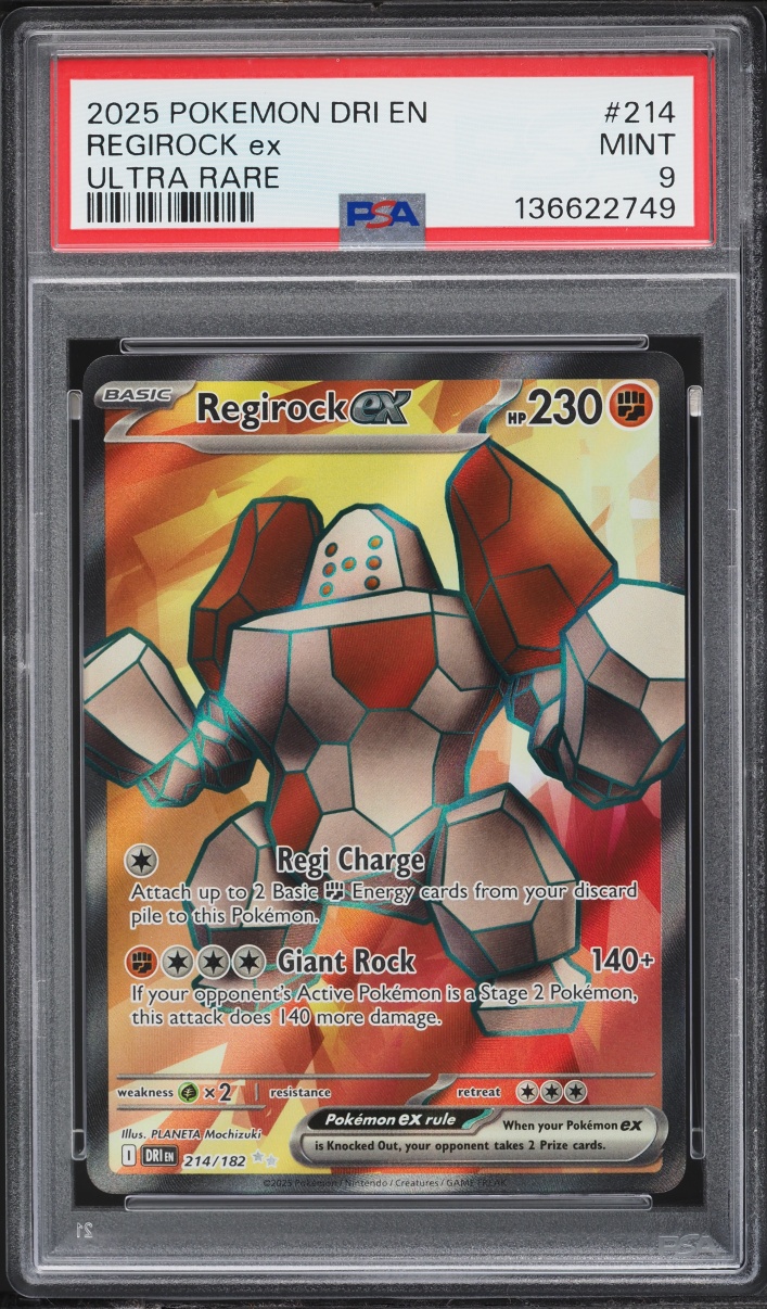 2025 Pokemon Scarlet & Violet Destined Rivals Full Art Regirock ex #214 PSA 9 MINT
