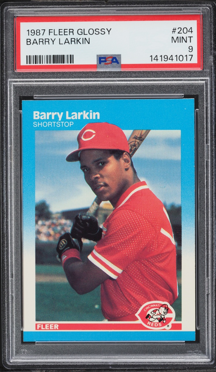 1987 Fleer Glossy Barry Larkin ROOKIE #204 PSA 9 MINT