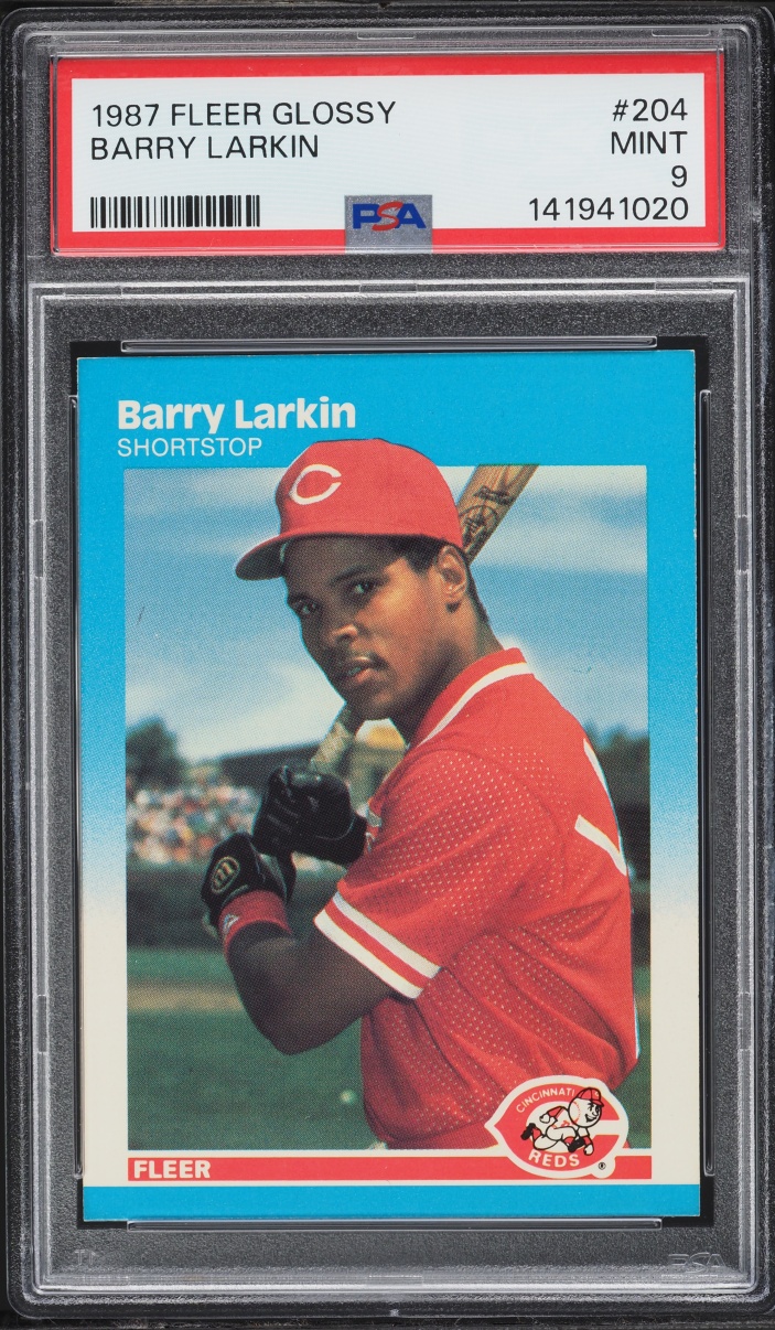 1987 Fleer Glossy Barry Larkin ROOKIE #204 PSA 9 MINT