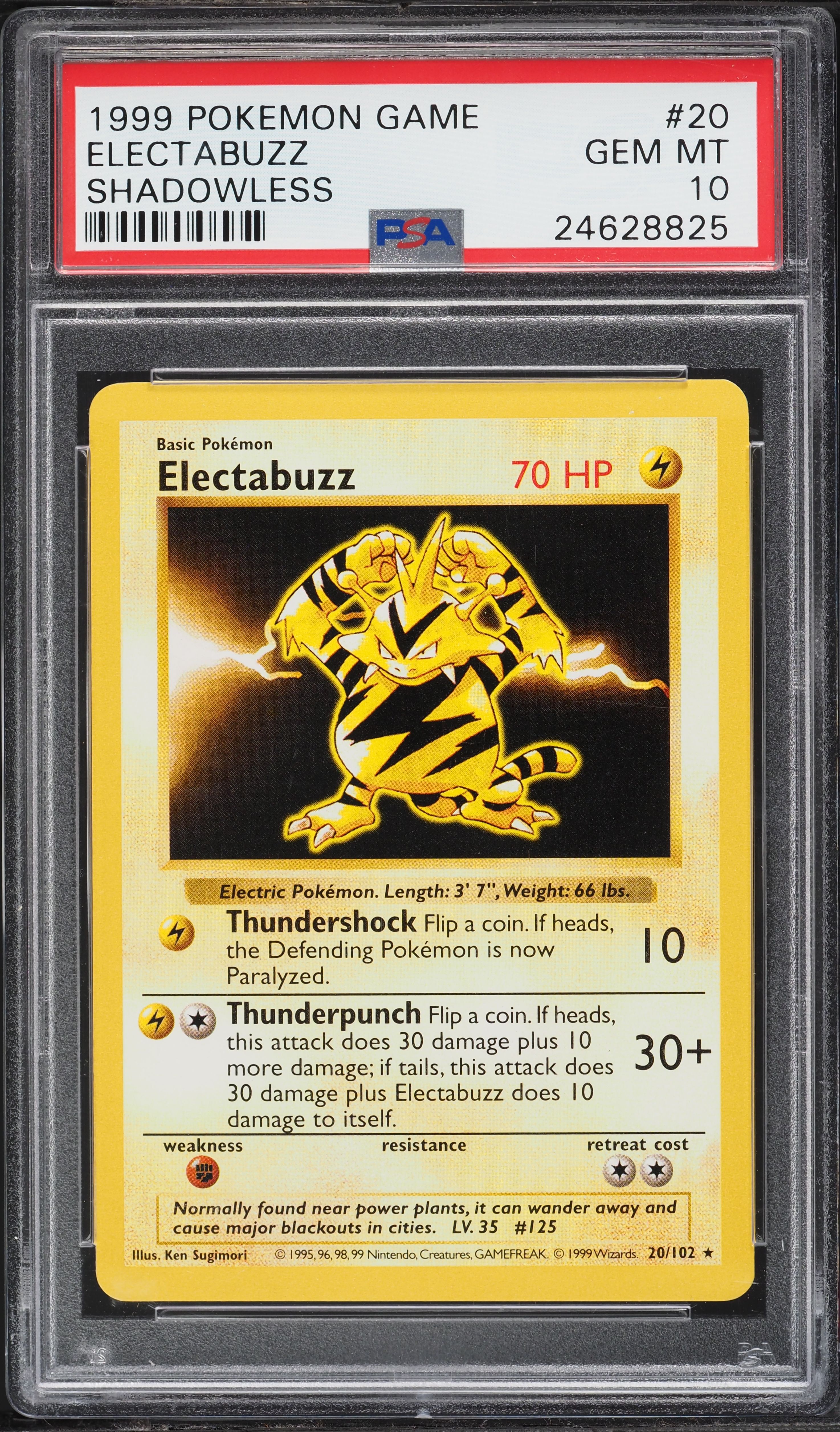 1999 Pokemon Base Set Shadowless Electabuzz #20 PSA 10 GEM MINT on