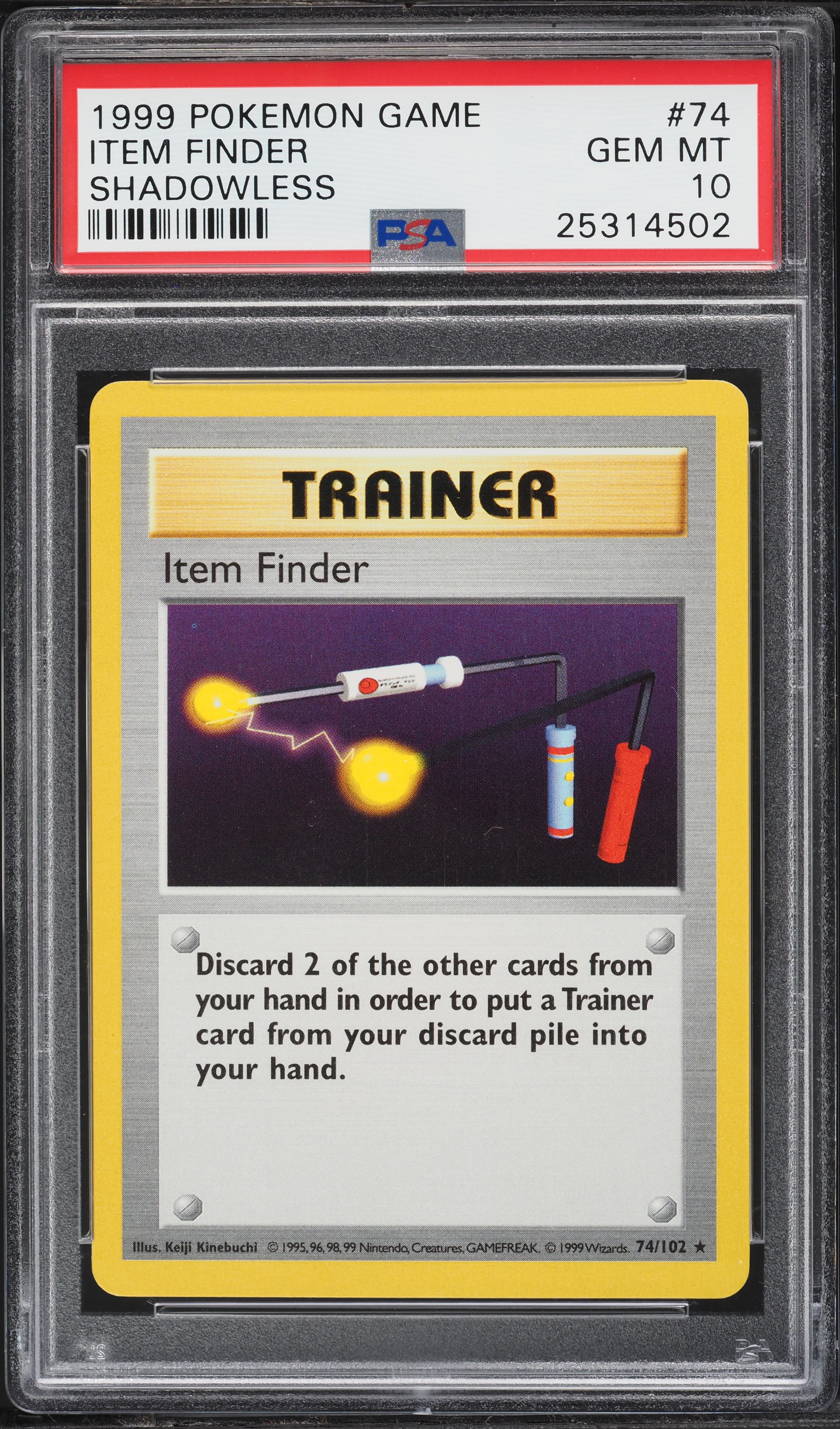 1999 Pokemon Base Set Shadowless Item Finder #74 PSA 10 GEM MINT