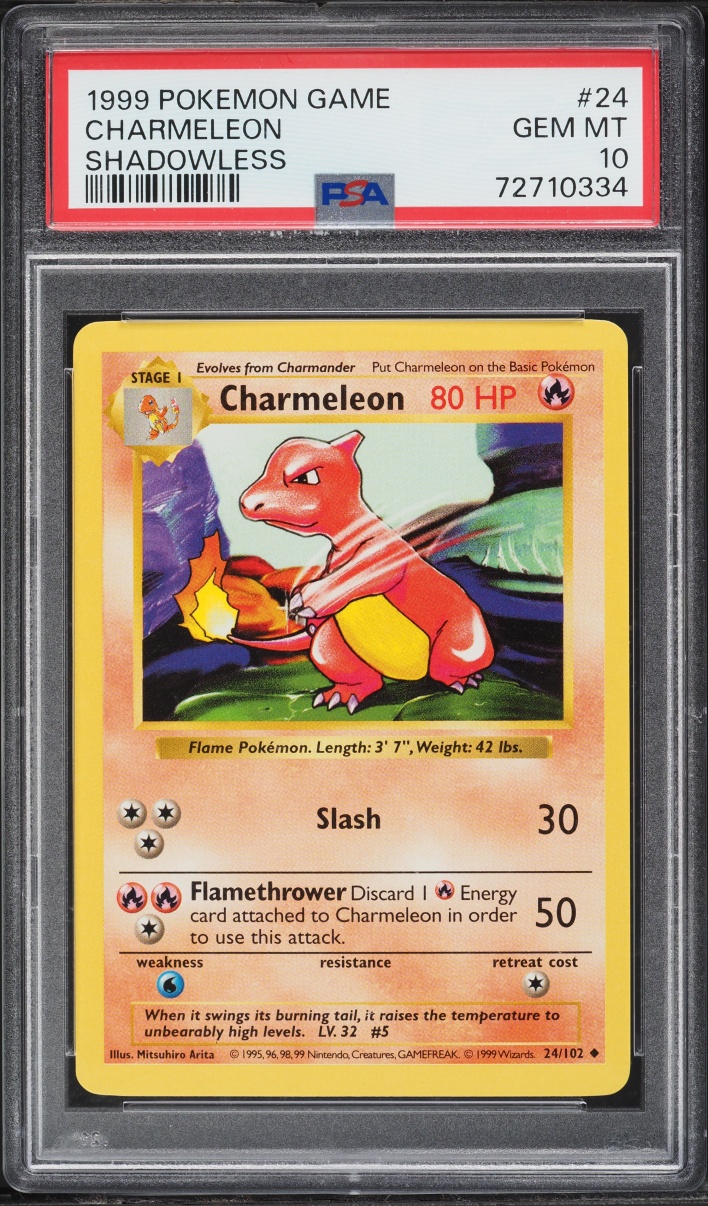 1999 Pokemon Base Set Shadowless Charmeleon #24 PSA 10 GEM MINT on