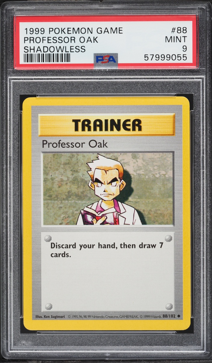1999 Pokemon Base Set Shadowless Professor Oak #88 PSA 9 MINT