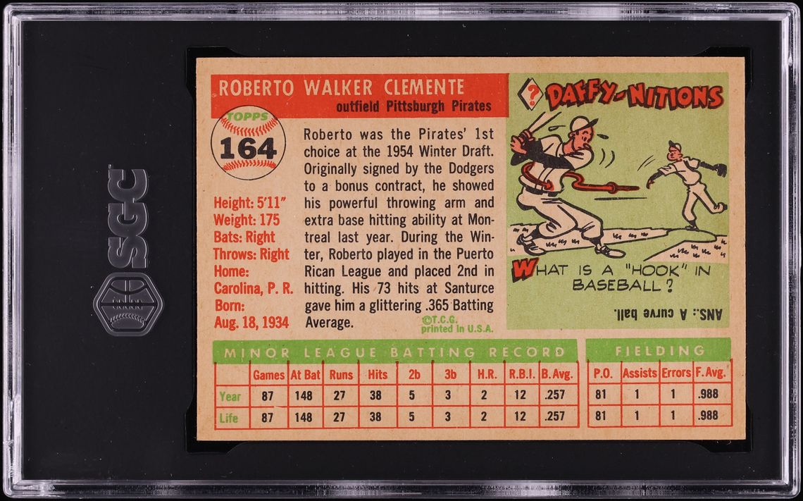 1955 Topps Roberto Clemente ROOKIE #164 SGC 7 NRMT