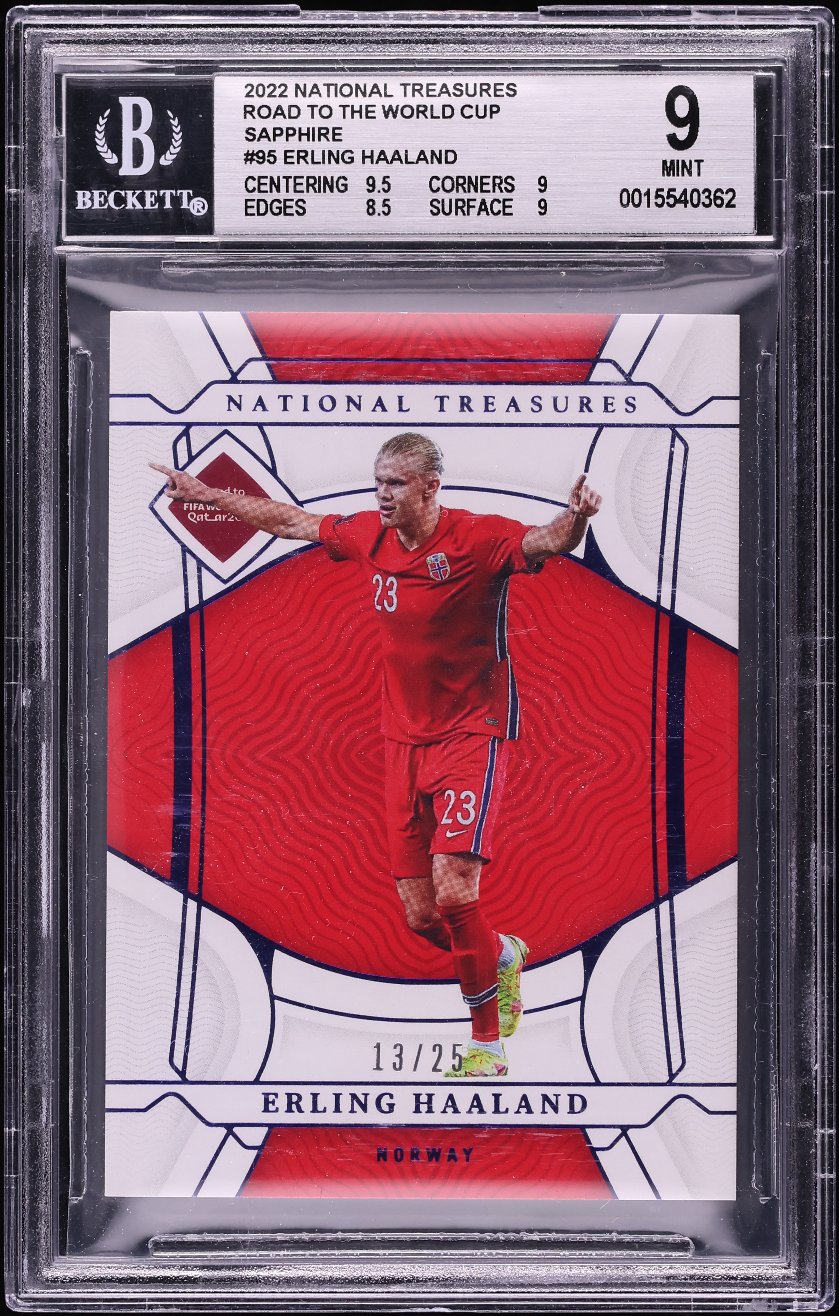 2022 National Treasures Road To The World Cup Sapphire Erling