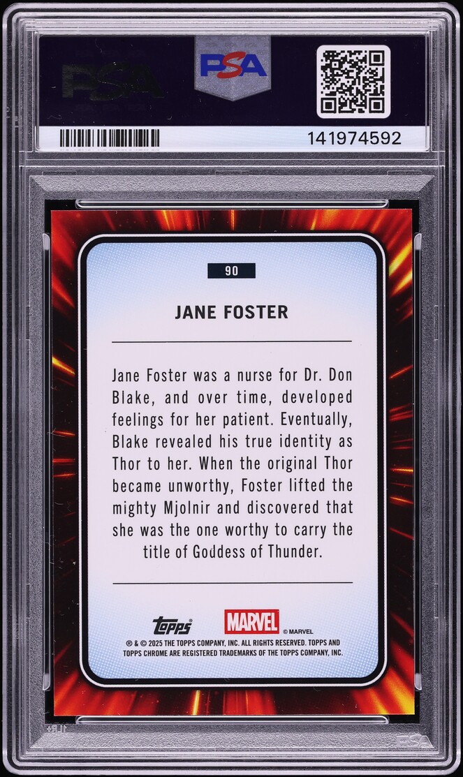 2025 Topps Chrome Marvel Sapphire Edition Padparadscha Jane Foster 1/1 #90 PSA 9 MINT