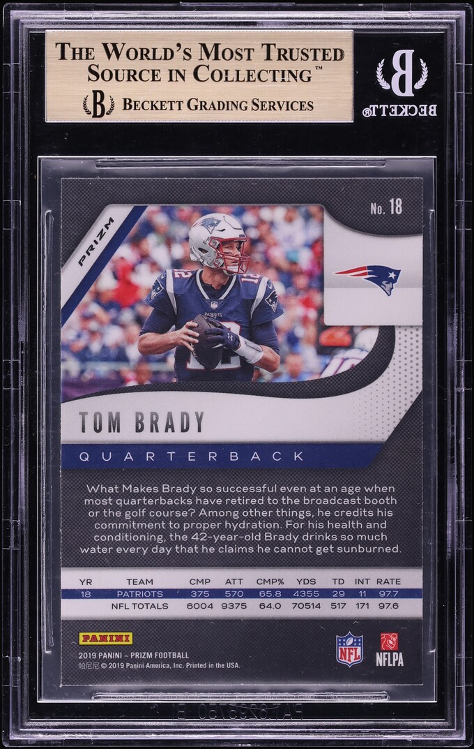 2019 Panini Prizm Green Tom Brady #18 BGS 9.5 GEM MINT