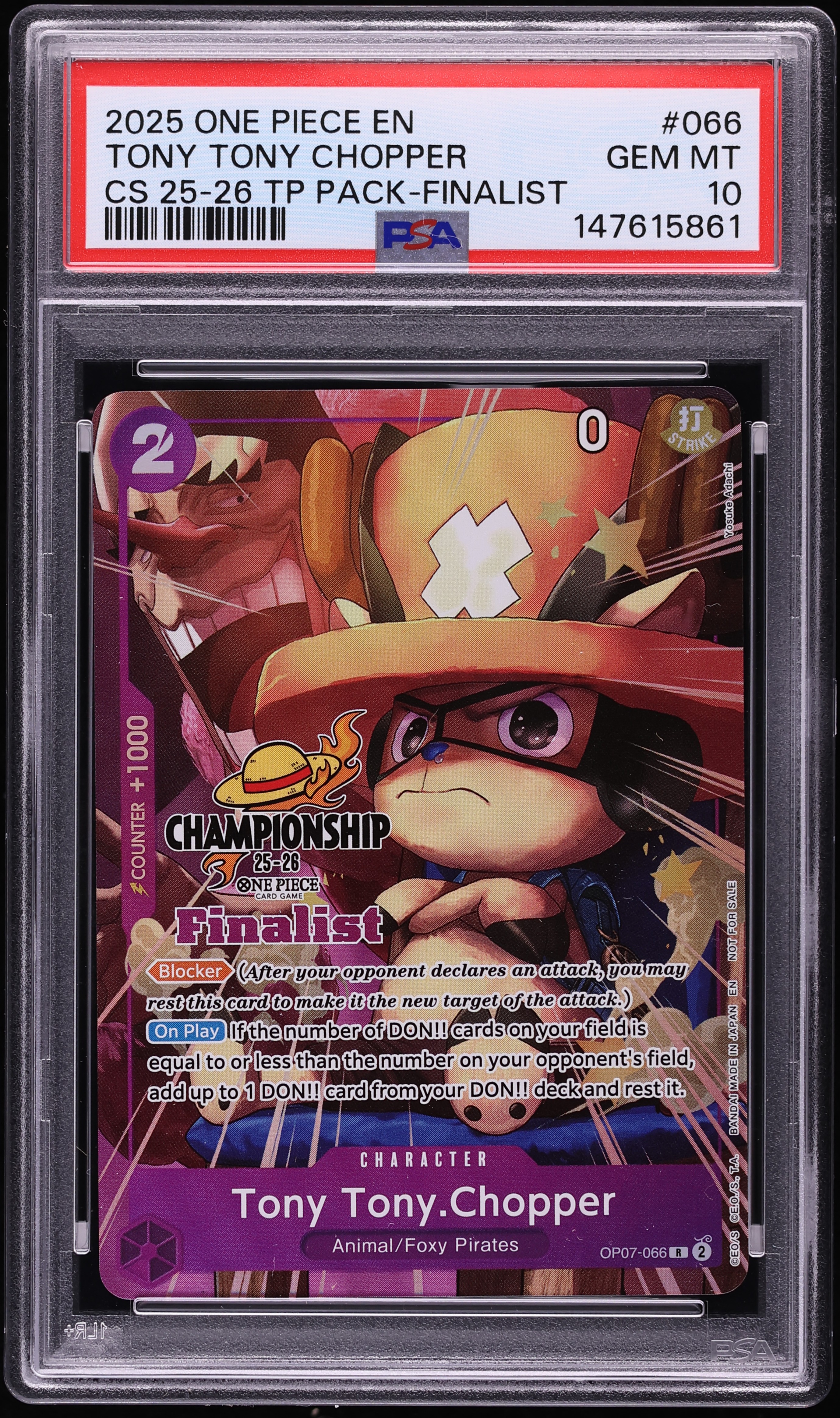2025 One Piece Championship Top Player Finalist Alt Art Tony Tony