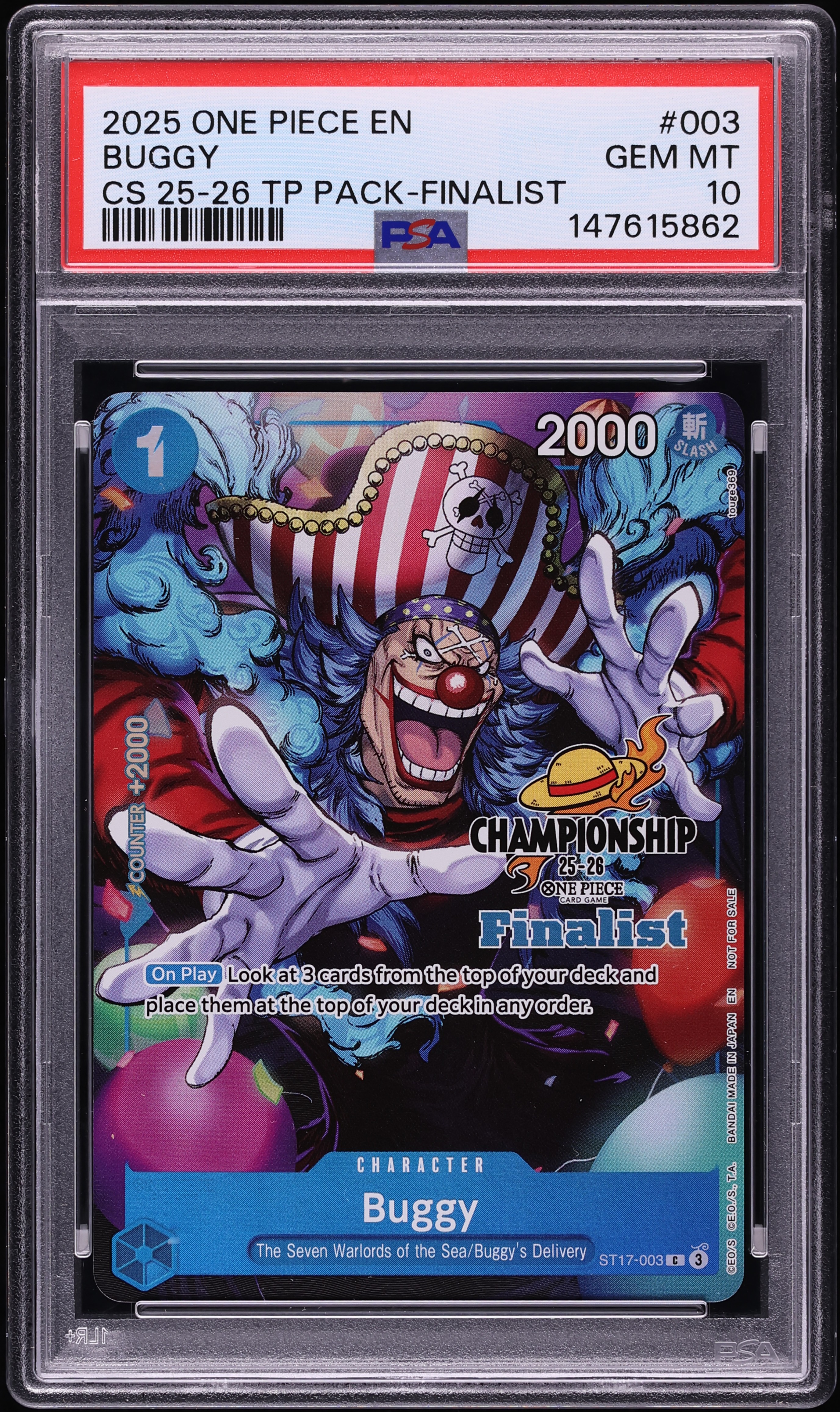 buggy forbidden fruit is sweetest 額装込 2025 One Piece Championship Top Player Finalist Alt Art Buggy