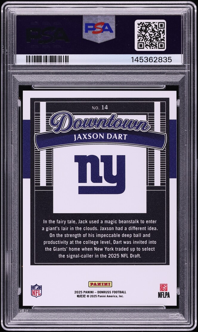 2025 Donruss Downtown Jaxson Dart ROOKIE #14 PSA 9 MINT