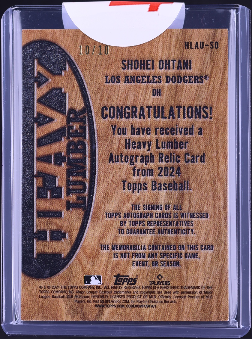 2024 Topps Heavy Lumber Shohei Ohtani AUTO 10/10 #HLAU-SO