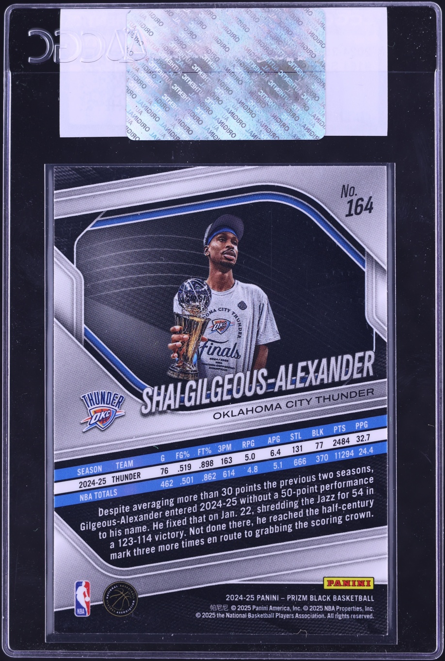2024 Panini Prizm Black Shai Gilgeous-Alexander #164 CGC AUTH