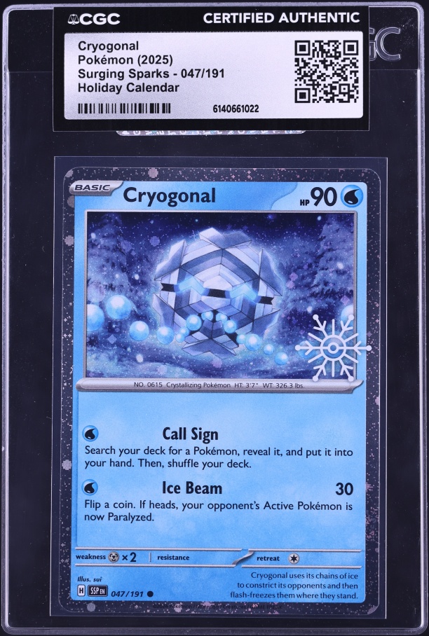 2025 Pokemon Scarlet & Violet Surging Sparks Holiday Calendar Cryogonal #47 CGC AUTH