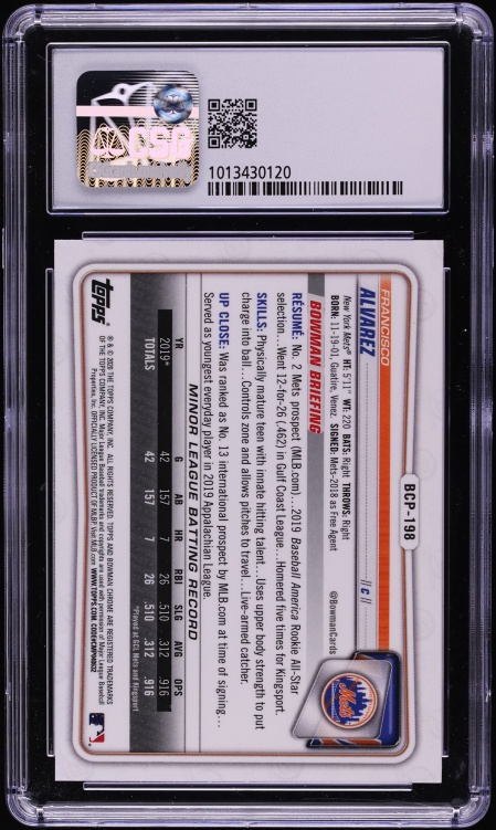 2020 Bowman Chrome Francisco Alvarez PROSPECT #BCP-198 CSG 9 MINT