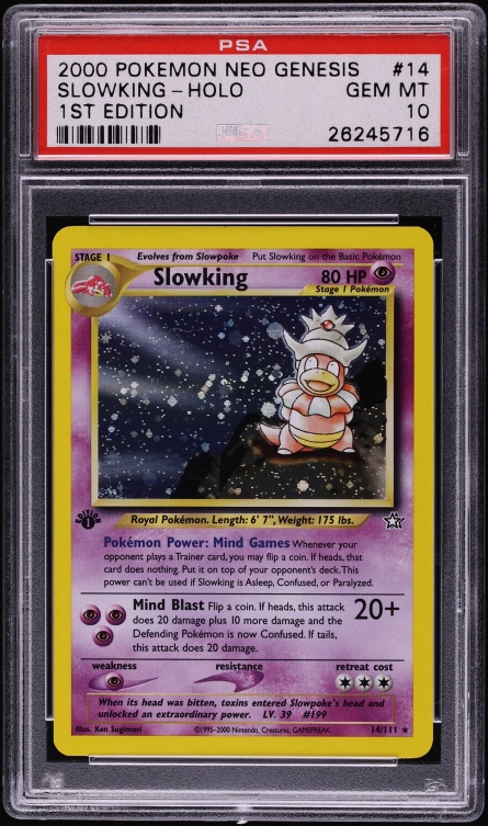 2000 Pokemon Neo Genesis 1st Edition Holo Slowking #14 PSA 10 GEM