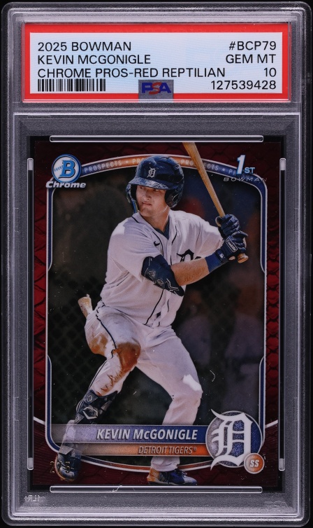 2025 Bowman Chrome Red Reptilian Kevin McGonigle PROSPECT /5 #BCP-79 PSA 10 GEM MINT