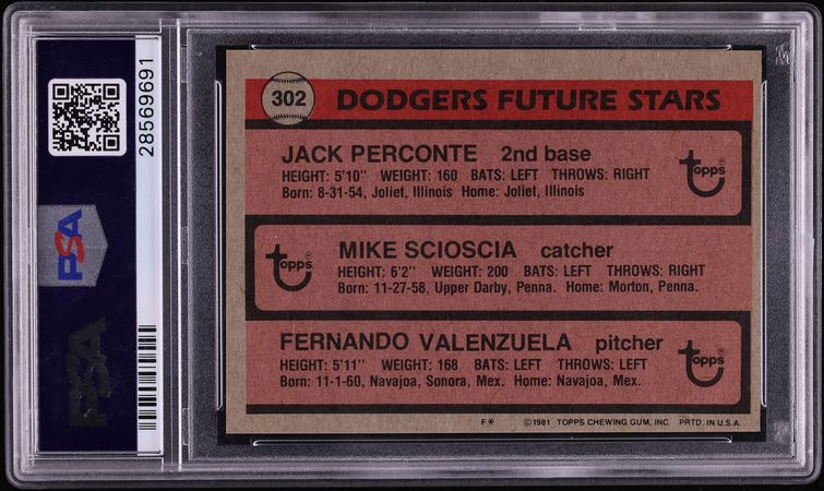 1981 Topps Fernando Valenzuela ROOKIE PSA 9 MINT