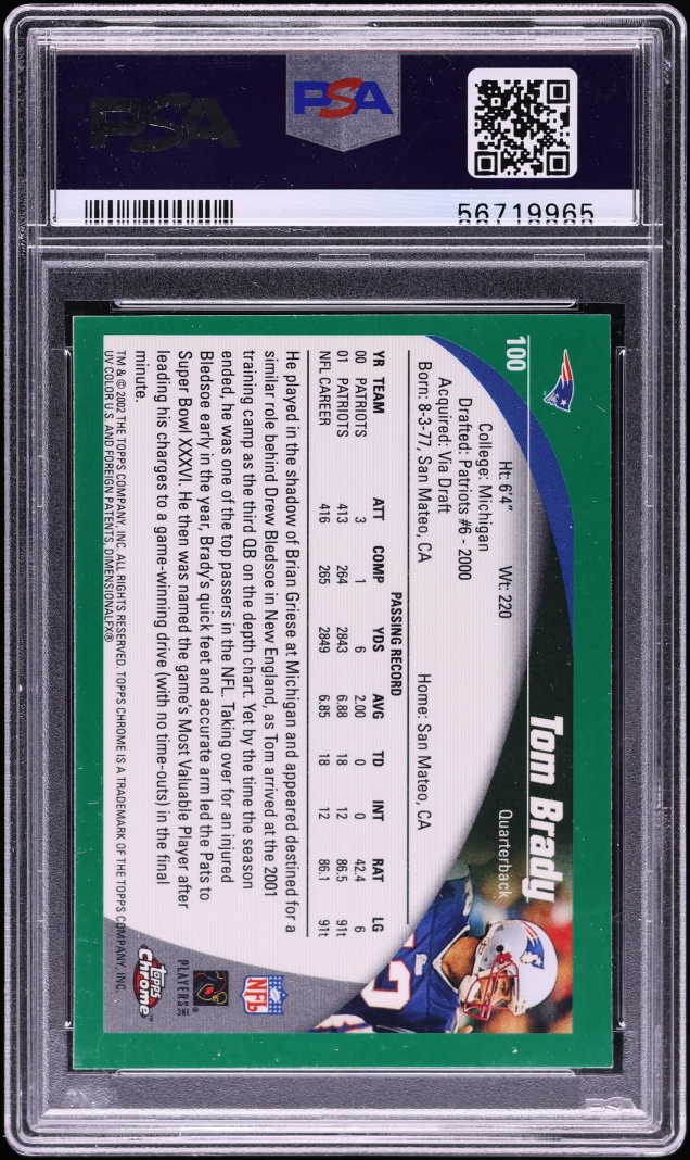 2002 Topps Chrome Tom Brady #100 PSA 9 MINT