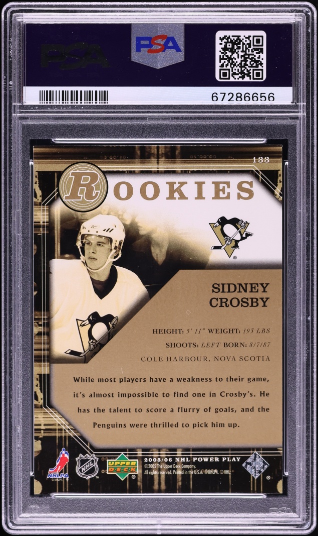 2005 Upper Deck Power Play Sidney Crosby ROOKIE #133 PSA 10 GEM MINT