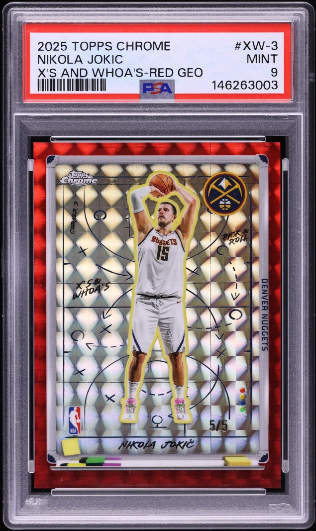 2025 Topps Chrome X'S And Whoa's Red Geometric Nikola Jokic 5/5 #XW-3 PSA 9 MINT