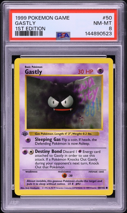 1999 Pokemon Base Set Shadowless 1st Edition Gastly #50 PSA 8 NM-MT