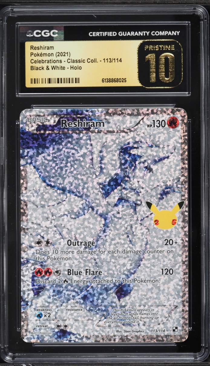 2021 Pokemon Black & White Celebrations Classic Collection BWR Reshiram #113 CGC 10 PRISTINE graded card