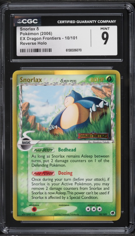 2006 Pokemon EX Dragon Frontiers Reverse Holo Snorlax #10 CGC 9 MINT