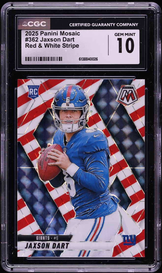 2025 Panini Mosaic Red & White Stripe Jaxson Dart ROOKIE #362 CGC 10 GEM MINT